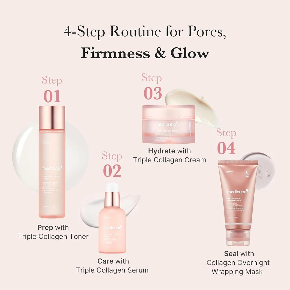 Medicube Triple Collagen Bounce Trio – Korean Overnight Moisturizing Skincare Set