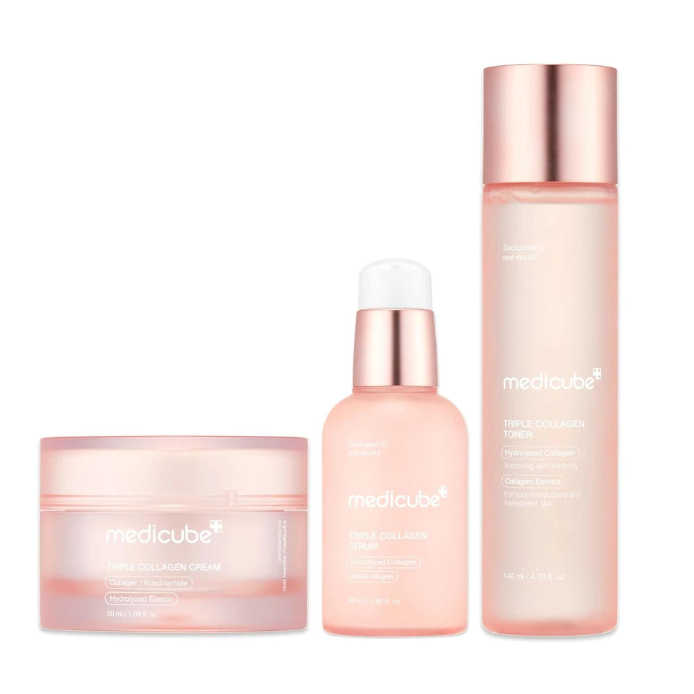 Medicube Triple Collagen Bounce Trio – Korean Overnight Moisturizing Skincare Set